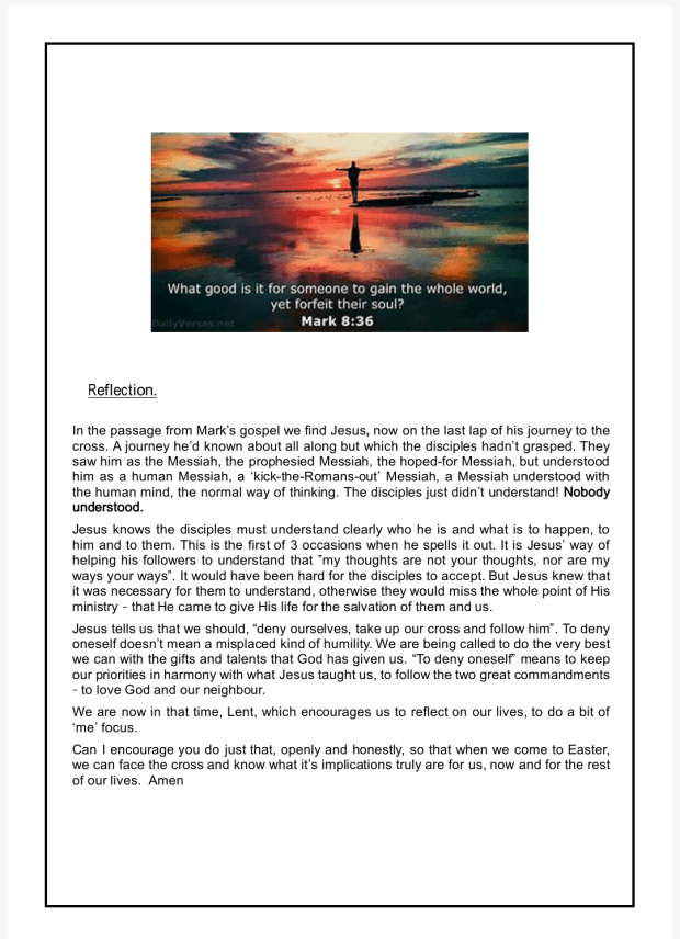 28th Feb 2021. 2nd Sunday of Lent